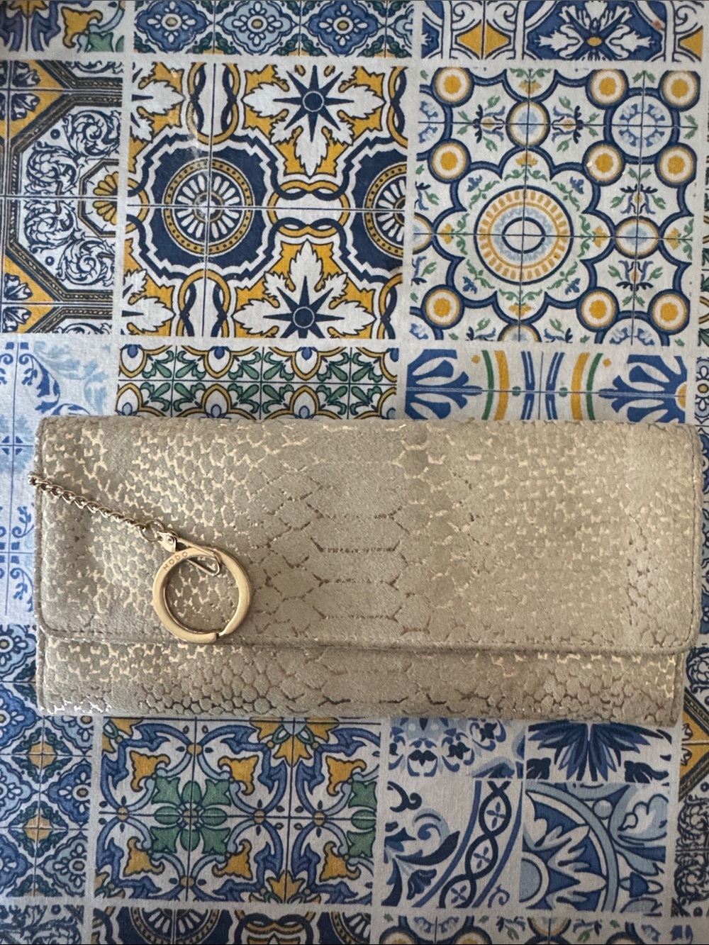 HOBO Metallic snakeskin print wallet